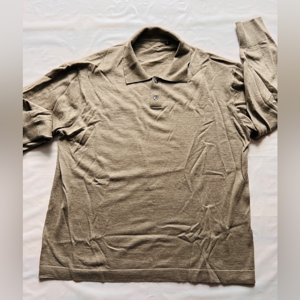 cashmere polo sweater olive khaki color men's XL